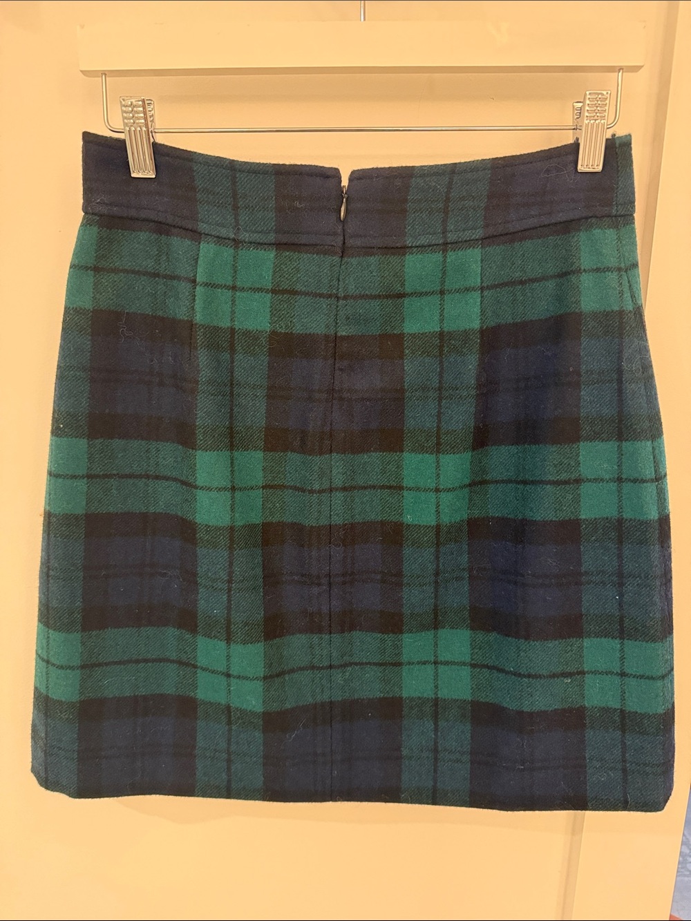 J CrewClassic Green & Navy Plaid A-Line Skirt - Women size 4 - Picture 3 of 3